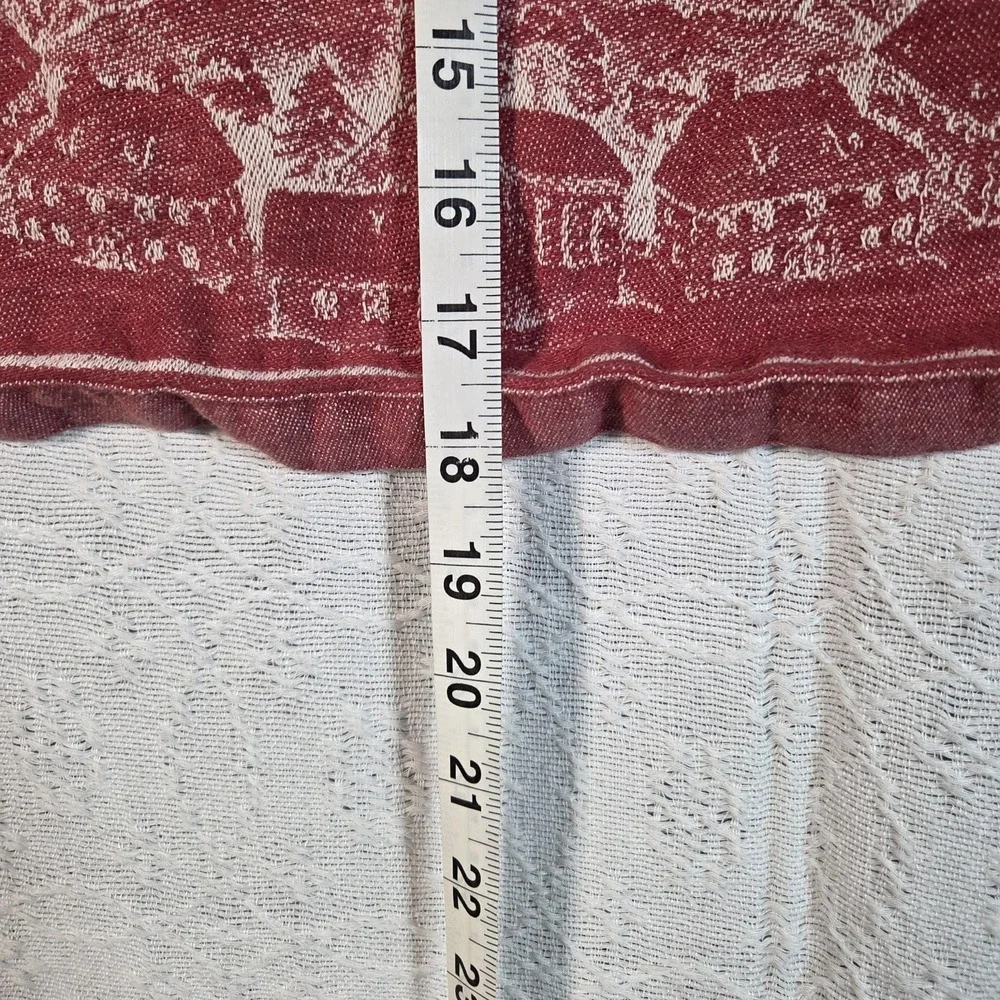 Williams Sonoma Christmas Napkins Set of 8 Red Linen‎ Blend Winter Village Star